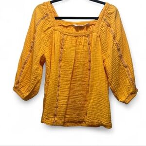 Women's Yellow Peasant Top
